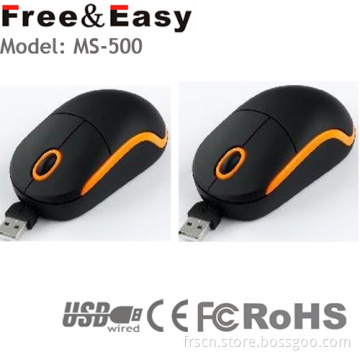 Ms-500 Mini Size Retractable 3d Optical Usb Cable Mouse 
